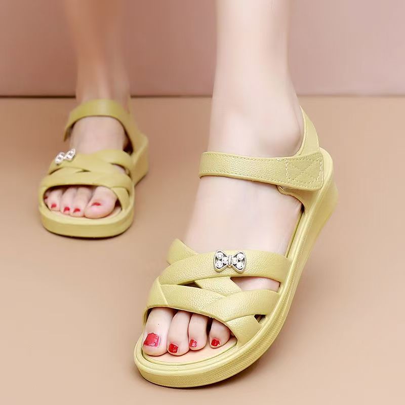 Velcro Strap Sandal - Sandali con zeppa da donna per