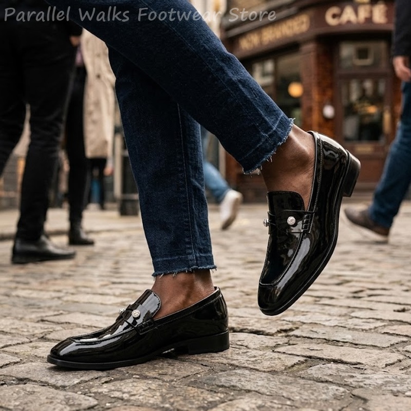 Men Shoes For Wedding - Mocassini da uomo neri in finta