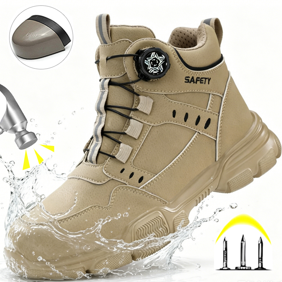 Work Boot Steel Toe - Stivali di Sicurezza in Pelle Idrorepellente