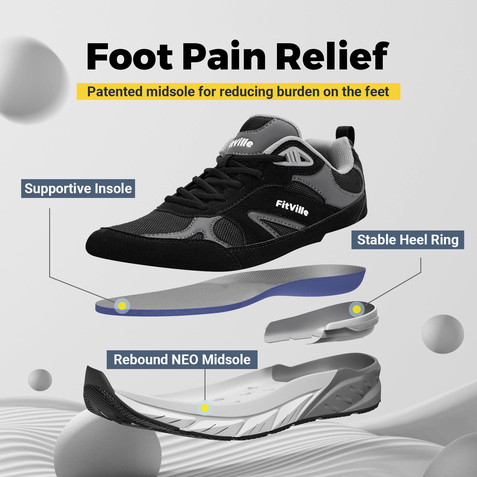 Scarpe da Passeggio Fitville p - Men'S Shoes Plantar Fasciitis recensione e prezzo